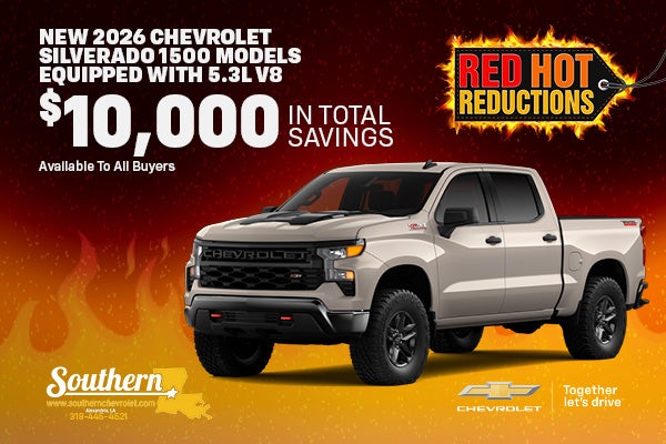 Save $10,000 on New 2026 Chevrolet Silverado 1500 Models Equipped With 5.3L V8